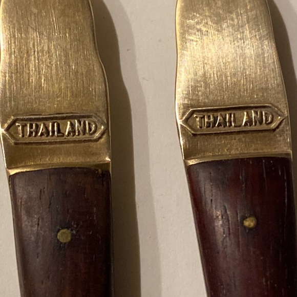 Vintage Siam Brass and Wood Serving Fork and Spoon - Picture 5 of 12